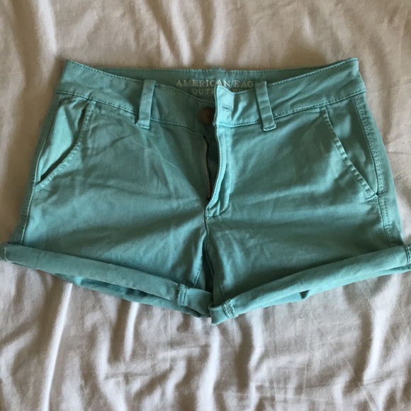 American Eagle Chino Midi Shorts in Turquoise - Picture 3 of 6